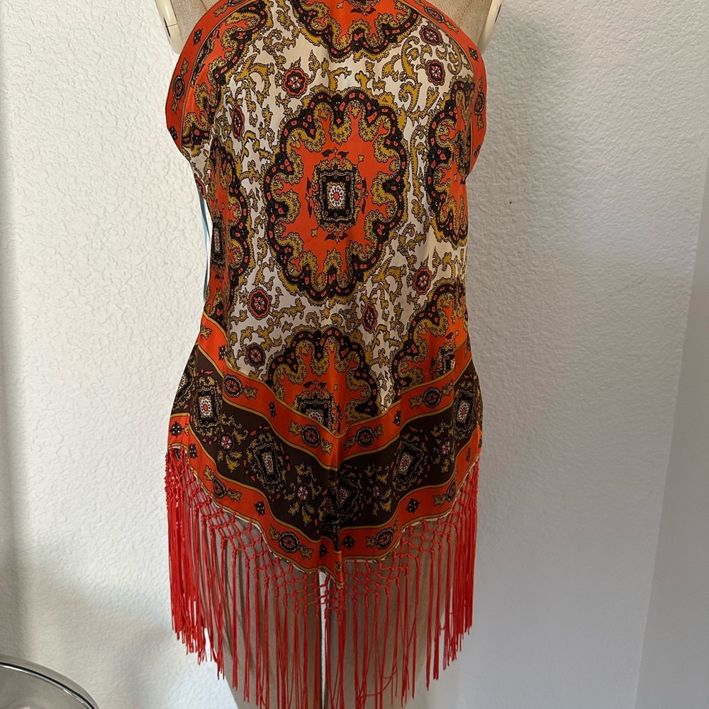 Marciano Orange and Brown Halter Top